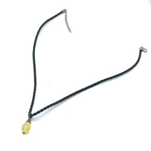 Yellow Stonw Pendant Drop Shape 16mm Glass Stone With Black Twisted Cord Necklace Bold Color Expression And Lively Mood