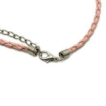 Light Green Pendant  Drop Shape 16mm With Light Pink Twisted Cord Glass Stone Necklace Evoking Calm Fresh Visual Appeal