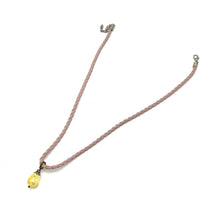 Yellow Stone Pendant Drop Shape 16mm With Light Pink Twisted Cord Glass Stone Necklace Inspired By Cheerful Bright Energy