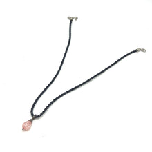 Light Pink Drop Pendant Glass Stone 16mm With Handcrafted Black Twisted Cord Necklace Modern Design With Soft Visual Balance