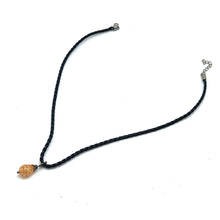 Pendant Light Peach Drop Shape 16mm Glass Stone With Black Twisted Cord Necklace Minimal Style With Warm Tones