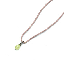 Pendant Necklace Light Green Drop Shape 16mm Glass Stone With Light Pink Twisted Cord Designed For Light Refreshing Aesthetics