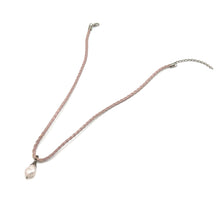 White Glass Drop Stone 16mm With Light Pink Twisted Cord Pendant Necklace Inspired By Soft Tones And Minimal Elegance