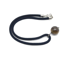 Natural Tiger's Eye Gemstone 18mm Ball With Black Twisted Cord Pendant Necklace Known For Confidence Strength And Stability