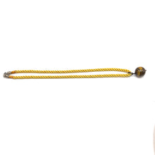 Natural Tiger's Eye Gemstone 18mm Ball With Handcrafted Yellow Twisted Cord Pendant Necklace Associated With Courage Clarity And Protection