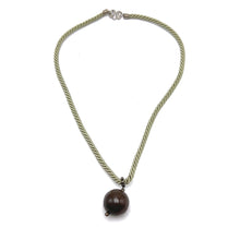 Natural Jasper Gemstone 20mm Ball With Olive Green Twisted Cord Pendant Necklace Believed To Promote Balance And Grounding