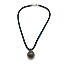 Natural Jasper Gemstone 20mm Ball Dark Twisted Cord Pendant Necklace for protective energy