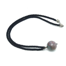 Natural Jasper Gemstone 20mm Ball With Black Twisted Cord Pendant Necklace Associated With Calm Focus And Stability