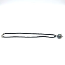 Natural Jasper Gemstone 20mm Ball With Black Twisted Cord Pendant Necklace Associated With Calm Focus And Stability