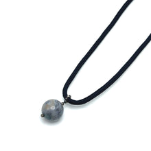 Natural Jasper Gemstone 20mm Ball With Black Twisted Cord Pendant Necklace Associated With Grounding Balance And Stability