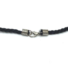 Natural Chalcedony Gemstone 21mm Tumble Shape with Black Twisted Cord Pendant Necklace