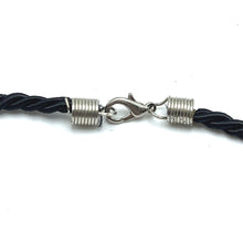 Natural Sodalite Gemstone 26mm Fancy Shape with Black Twisted Cord Pendant Necklace Poet's Stone Unisex Jewelry