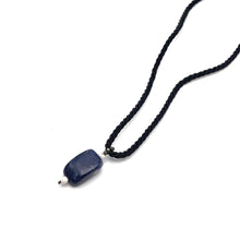 Natural Sodalite Gemstone 24mm Bar Shape Pendant with Black Twisted Cord Unisex Necklace Timeless Everyday Styling