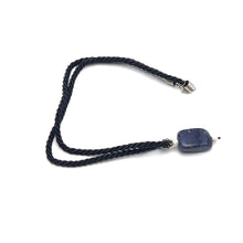 Natural Sodalite Gemstone 24mm Bar Shape Pendant with Black Twisted Cord Unisex Necklace Timeless Everyday Styling
