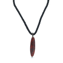 Natural Jasper Gemstone 42mm Hexagon Shape with Black Twisted Cord Pendant Necklace