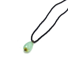Natural Chalcedony Gemstone 28mm Tumble Shape with Black Twisted Cord Pendant Necklace