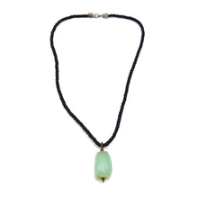 Natural Chalcedony Gemstone 28mm Tumble Shape with Black Twisted Cord Pendant Necklace