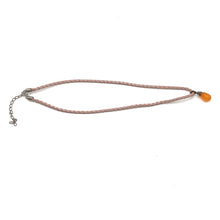 Natural Carnelian Gemstone 15mm Drop Shape With Light Pink Twisted Cord Pendant Necklace Associated With Passion Drive And Uplifting Energy