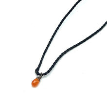 Natural Carnelian Gemstone 14mm Drop Shape With Black Twisted Cord Pendant Necklace Believed To Enhance Motivation And Self Confidence
