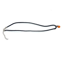 Natural Carnelian Gemstone 14mm Drop Shape With Black Twisted Cord Pendant Necklace Believed To Enhance Motivation And Self Confidence