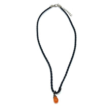 Natural Carnelian Gemstone 14mm Drop Shape With Black Twisted Cord Pendant Necklace Believed To Enhance Motivation And Self Confidence