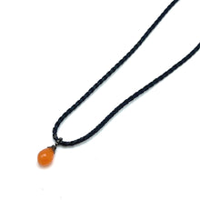 Natural Carnelian Gemstone 14mm Drop Shape With Dark Twisted Cord Pendant Necklace Known For Confidence Motivation And Vital Energy