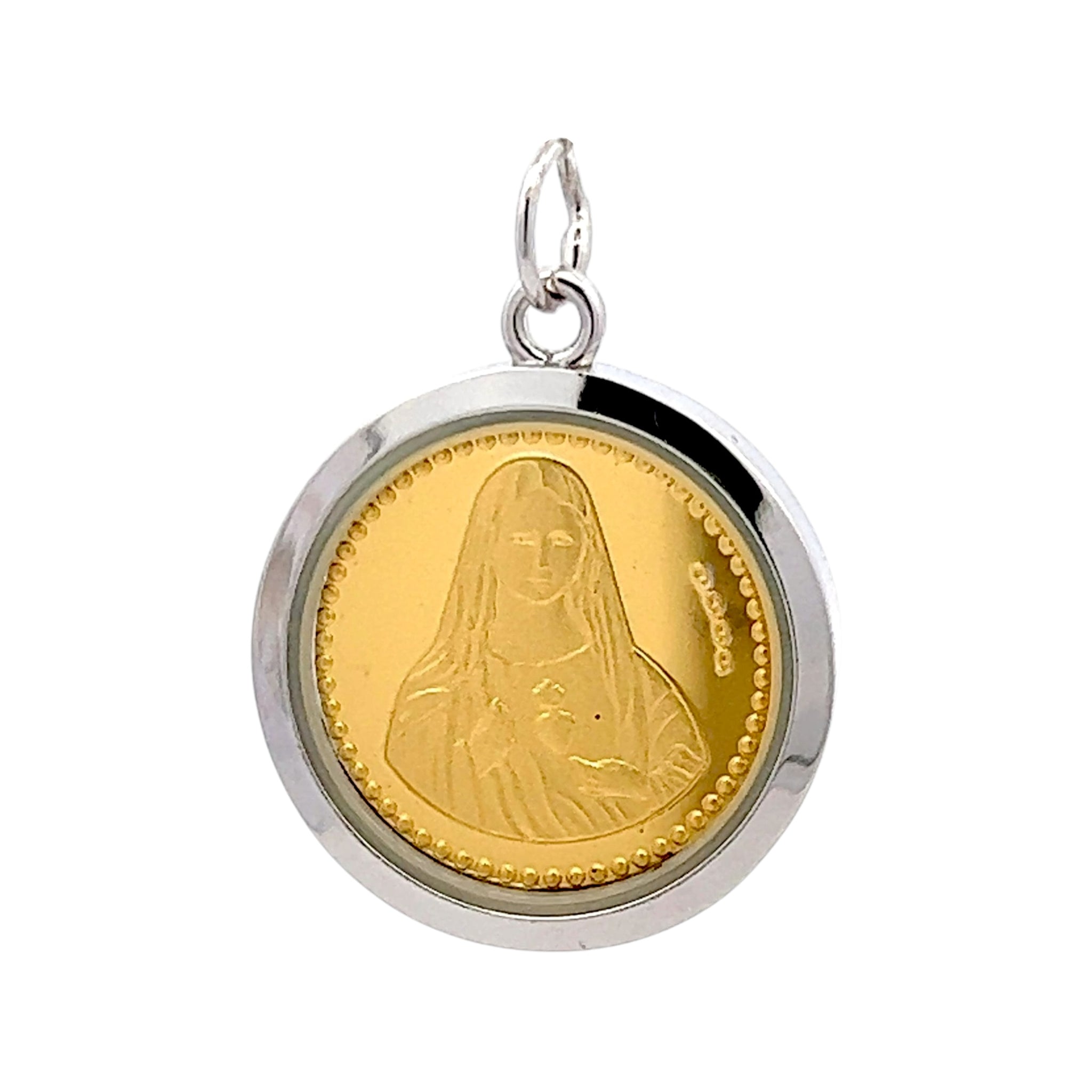 Tri-Dhatu Mother Blessed Cameo Pendant – Handcrafted Catholic Talisman in Gold, Silver & Copper for Peace, Grace & Divine Protection Gift