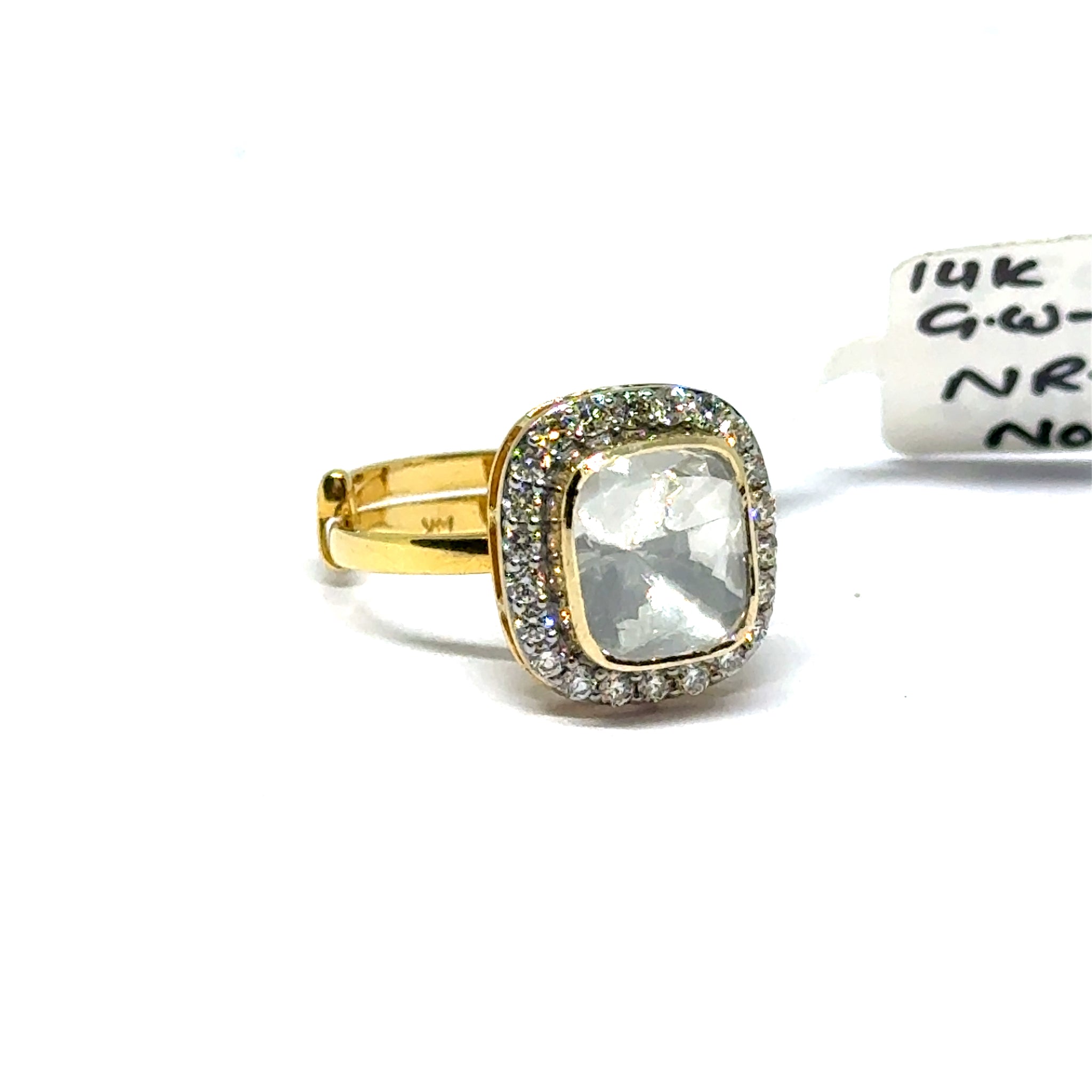 14K Yellow Gold Diamond Polki Ring – Refined Occasion Wear with Regal Indian Detailing