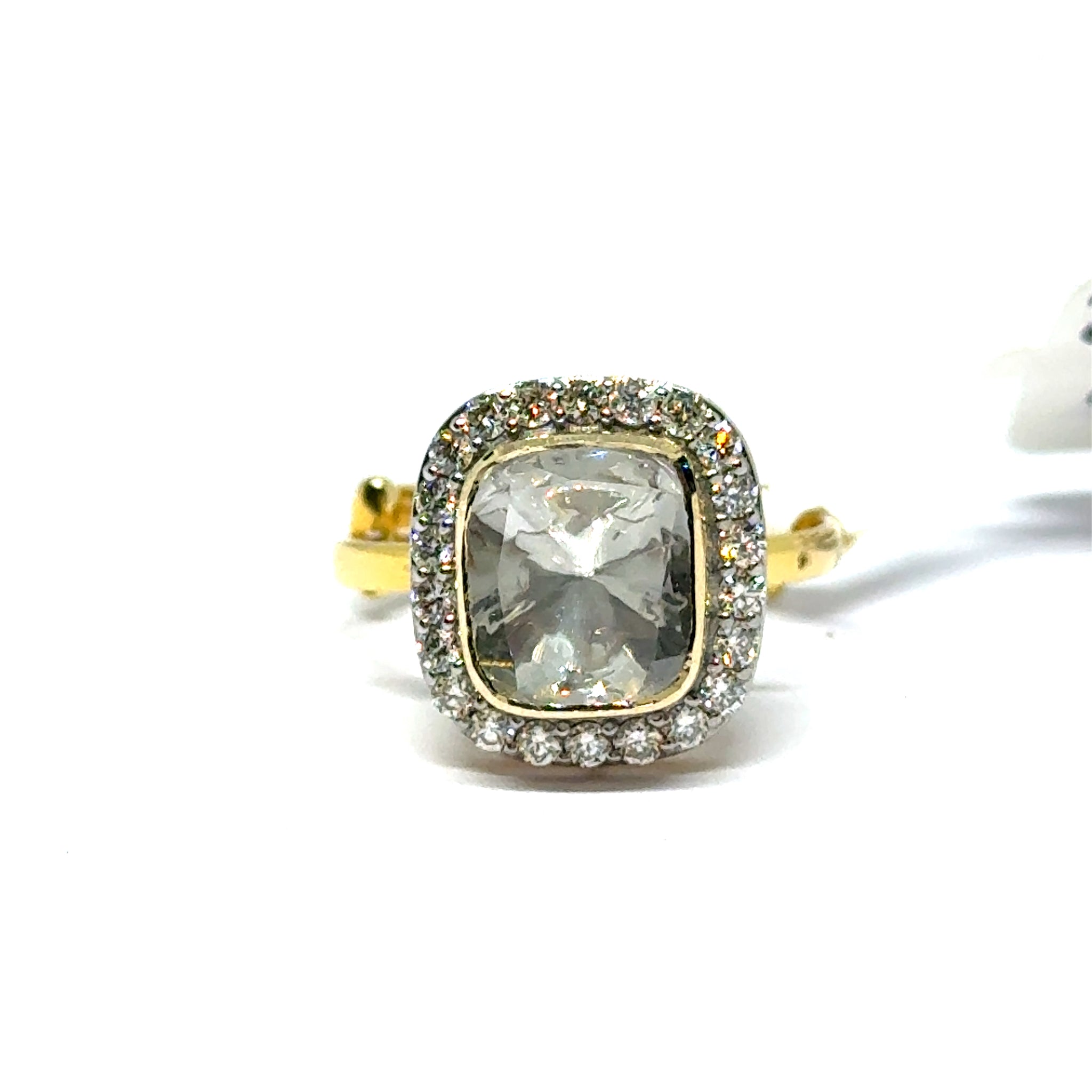 14K Yellow Gold Diamond Polki Ring – Refined Occasion Wear with Regal Indian Detailing