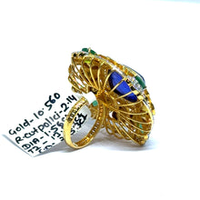14K Yellow Gold Diamond Polki Tanzanite Emerald Ring – Colorful Blend of Gemstones in Royal Setting