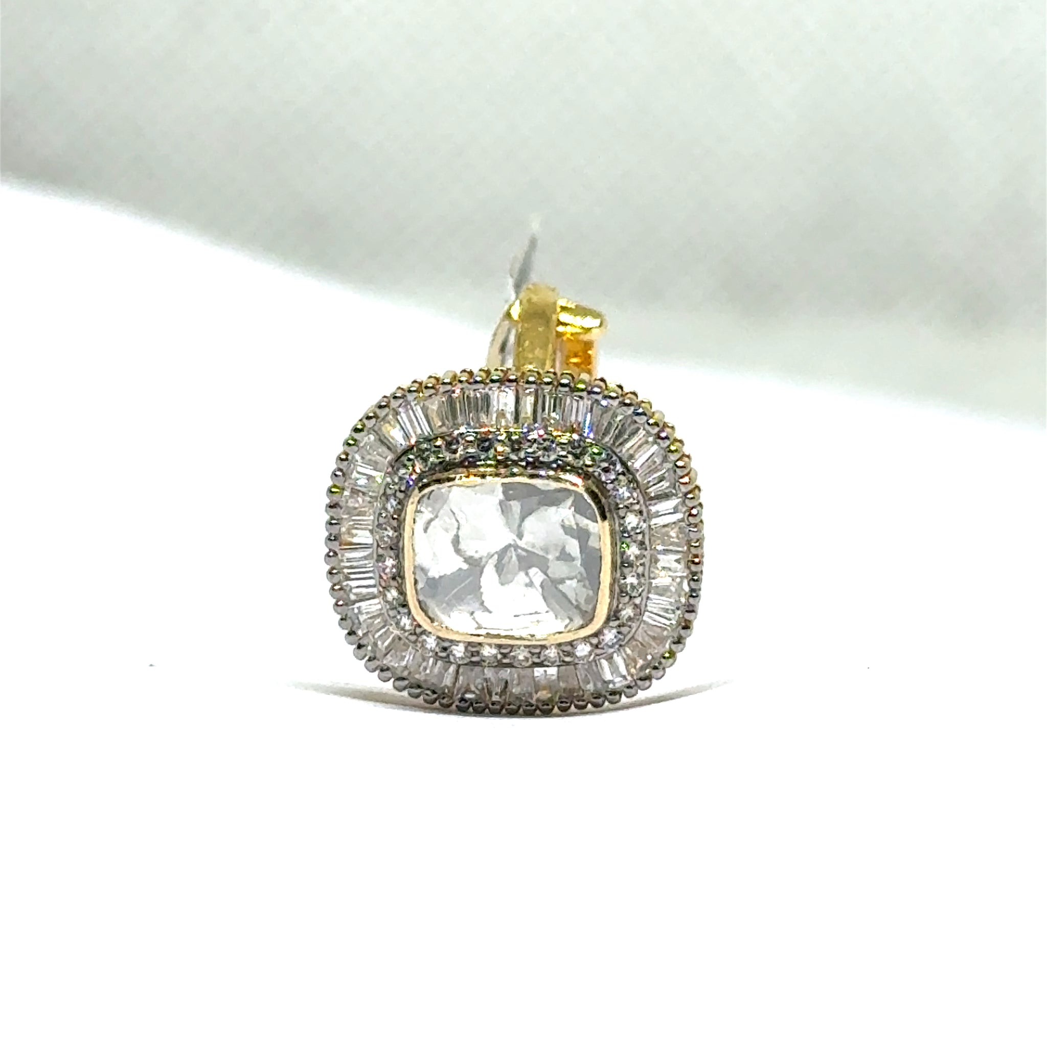 14K Yellow Gold Three-Layered Diamond Polki Ring – Statement Polki Jewelry with Tiered Finish