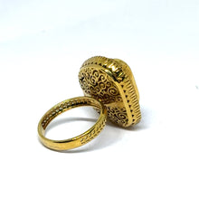 14K Yellow Gold Diamond Polki Ring – Triple Halo Layered Design in Timeless Ethnic Glamour