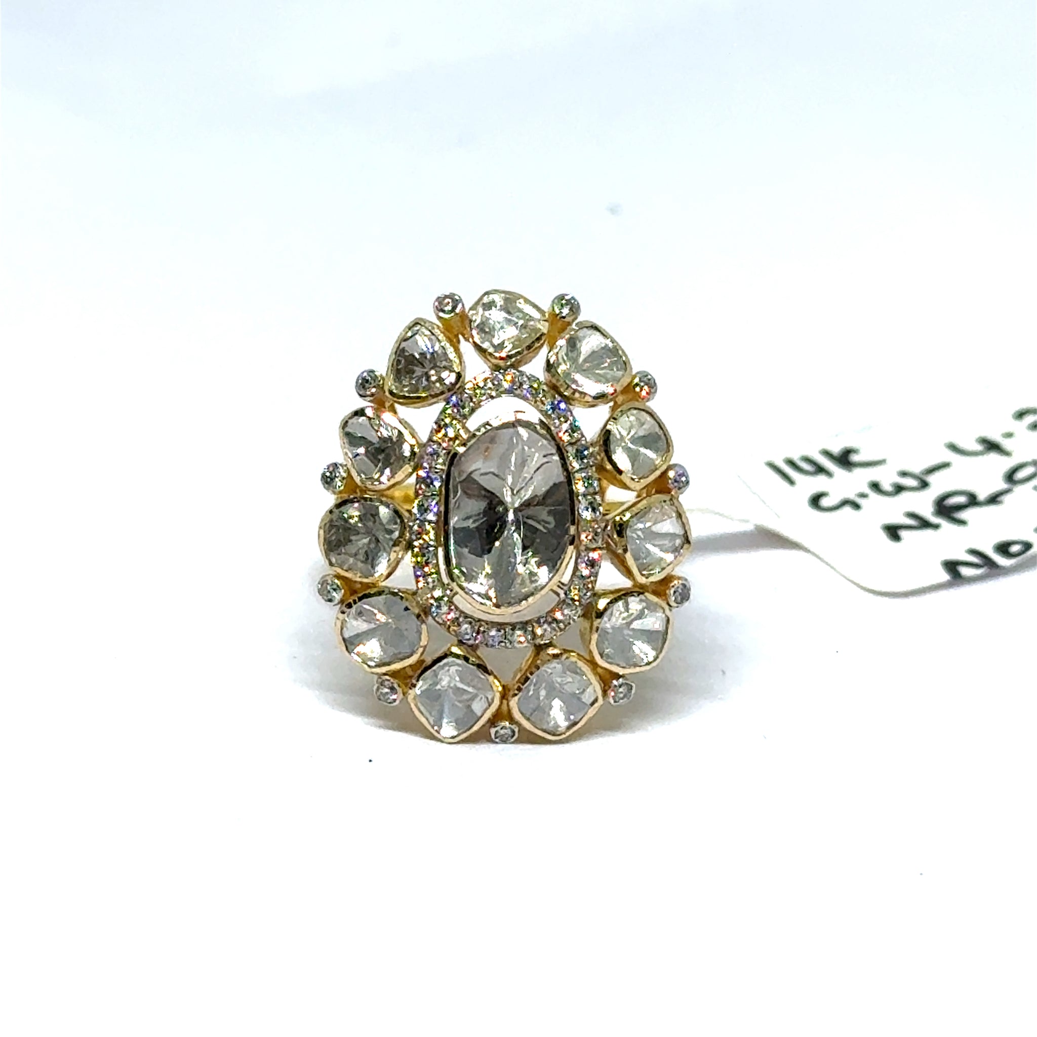 14K Yellow Gold Diamond Polki Ring – Classic Kundan Style Inspired by Traditional Indian Jewelry