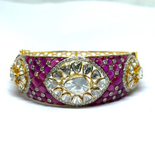 14K Yellow Gold Diamond Polki Open Cuff Bangle – Royal Wristwear Kundan-Meena Collection