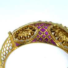 14K Yellow Gold Diamond Polki Open Cuff Bangle – Royal Wristwear Kundan-Meena Collection