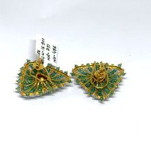 18K Yellow Gold Diamond Polki Emerald Earrings – Heritage Look Featuring Vibrant Precious Gemstone Jewellery
