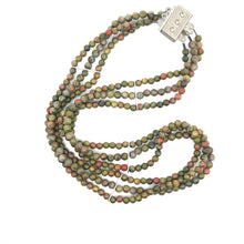 Natural Unakite Plain Ball Semiprecious Necklace