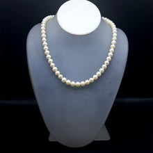 Natural Freshwater Pearl 7mm White Round Necklace 17inch Simple Elegant Necklace for Calmness and Soft Glow