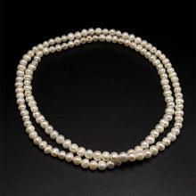 Natural Freshwater Pearl 7mm White Ringed Necklace 32inch June Birthstone Pearl Jewelry for Growth and Harmony