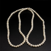 Natural Freshwater Pearl 7mm White Ringed Necklace 32inch June Birthstone Pearl Jewelry for Growth and Harmony