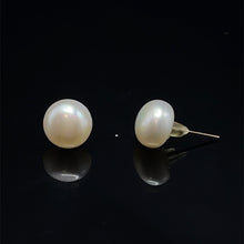 Freshwater Pearl Earrings White Button Stud 8-10mm Very Good Luster Classic Jewelry Gift for Her Purity and Love