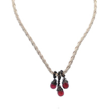 Natural Garnet Gemstone 10mm Drop Shape Pendant With White Twisted Cord Necklace Known For Passion Vitality And Strength