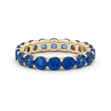Full Eternity Ring 4mm Blue Sapphire Natural Gemstone Band September Yellow Gold / White Gold / Silver Jewelry