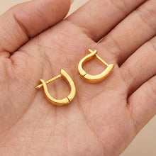 18K Yellow Gold U-Shape Huggie Hoop Earrings | Classic Minimalist Everyday Wear Fine Jewelry