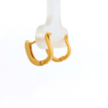 18K Yellow Gold U-Shape Huggie Hoop Earrings | Classic Minimalist Everyday Wear Fine Jewelry