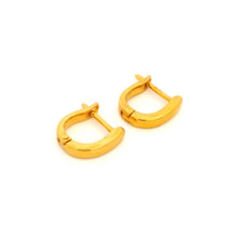 18K Yellow Gold U-Shape Huggie Hoop Earrings | Classic Minimalist Everyday Wear Fine Jewelry