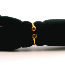 18K Yellow Gold Open Cuff Ring | Bezel-Set Pink & Green Tourmaline | Modern Minimalist Knuckle Design