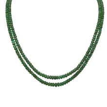 Natural Precious Necklace Zambia Emerald Gem Beads 2 Strands Layered Unique Jewelry