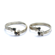 Adjustable German Silver Baby Open Kada Set Black Stone Accent – Traditional Lightweight Bangles - Bracelet
