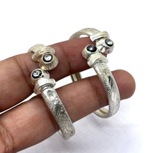 Adjustable German Silver Baby Open Kada Set Black Stone Accent – Traditional Lightweight Bangles - Bracelet